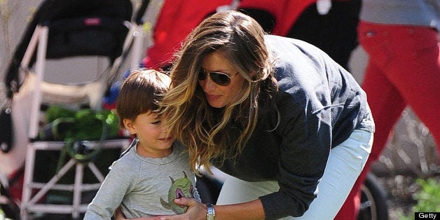 NEW YORK, NY - MAY 04: Gisele Bündchen and Benjamin Brady are seen in Battery Park City on May 4, 2013 in New York City. (Photo by Alo Ceballos/FilmMagic)