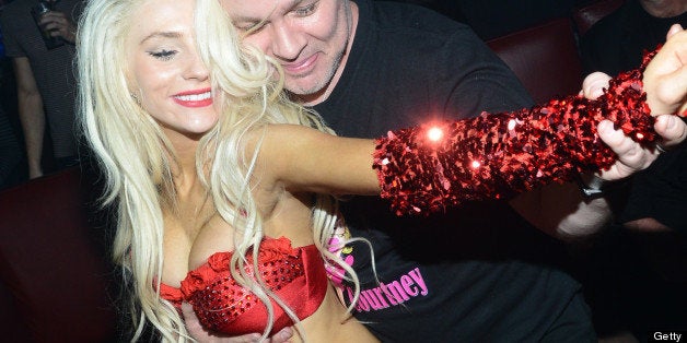 WEST HOLLYWOOD, CA - FEBRUARY 09: Courtney Stodden and Doug Hutchison celebrate her new 'Reality' music video at Eleven Night