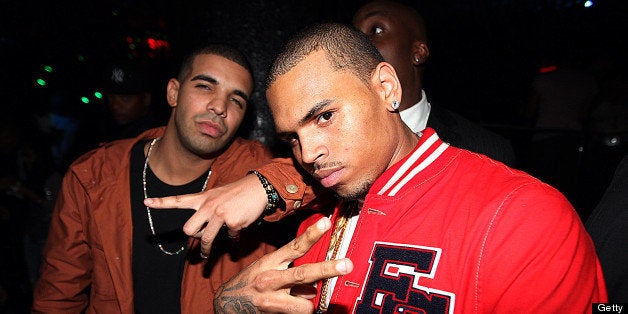 NEW YORK - AUGUST 24: Drake and Chris Brown visit Greenhouse on August 24, 2010 in New York City. (Photo by Shareif Ziyadat/F