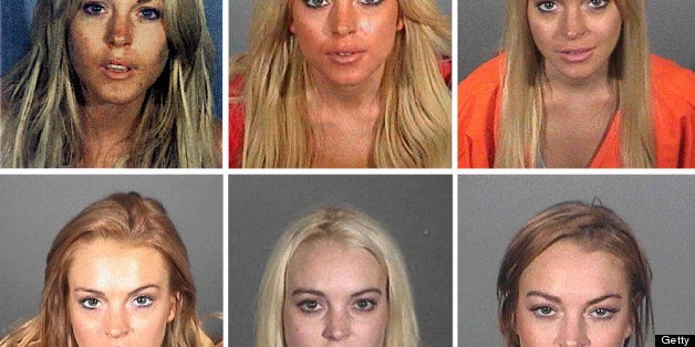 LOS ANGELES - MAY 02: This composite image compares the six booking photos of actress Lindsay Lohan. ***TOP LEFT PHOTO*** SANTA MONICA, CA - JULY 24: In this handout photo provided by the Santa Monica Police Department, Lindsay Lohan appears in a booking photo on July 24, 2007 in Santa Monica, California. (Photo by Santa Monica Police Department via Getty Images) ***TOP CENTER PHOTO*** LOS ANGELES - NOVEMBER 15: In this handout photo provided by the Los Angeles County Sheriff's Department, actress Lindsay Lohan poses for a booking photo after being arrested on DUI charges at Lynwood jail on November 15, 2007 in Los Angeles, California. (Photo by Los Angeles County Sheriff's Department via Getty Images) ***TOP RIGHT PHOTO*** LYNWOOD, CA - JULY 20: In this booking photo provided by the Los Angeles County Sheriff's Department, Lindsay Lohan is seen at the Lynwood Correctional Facility on July 20, 2010 in Lynwood, California. (Photo by Los Angeles County Sheriff's Department via Getty Images) ***BOTTOM LEFT PHOTO*** LYNWOOD, CA - SEPTEMBER 24: In this booking photo provided by the Los Angeles County Sheriff's Department, Lindsay Lohan is seen at the Lynwood Correctional Facility on September 24, 2010 in Lynwood, California. (Photo by Los Angeles County Sheriff's Department via Getty Images) ***BOTTOM CENTER PHOTO*** LOS ANGELES, CA - OCTOBER 19: In this booking photo provided by the Los Angeles County Sheriff's Department, Lindsay Lohan is seen in a mug shot October 19, 2011 in Los Angeles, California. (Photo by Los Angeles County Sheriff's Department via Getty Images) ***BOTTOM RIGHT PHOTO*** SANTA MONICA, CA - MARCH 19: In this booking photo provided by the Santa Monica Police Department, actress Lindsay Lohan is seen at the Santa Monica Police Station on March 19, 2013 in Santa Monica, California. (Photo by Santa Monica Police Department via Getty Images)