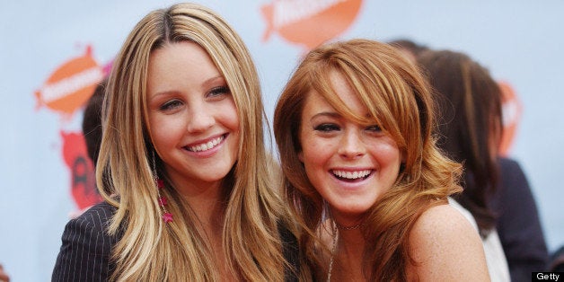 (L to R) Amanda Bynes and Lindsay Lohan during Nickelodeon's 17th Annual Kids' Choice Awards - Arrivals at Pauley Pavillion in Westwood, California, United States. (Photo by Jon Kopaloff/FilmMagic)