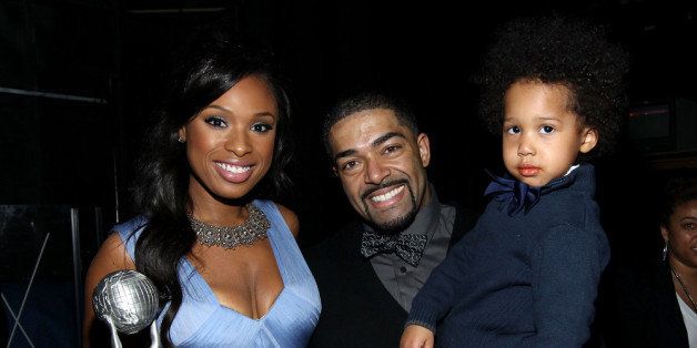 LOS ANGELES, CA - FEBRUARY 17: (L-R) Singer Jennifer Hudson, winner of the Outstanding Album award, David Otunga, and son David Daniel Otunga Jr. attend the 43rd NAACP Image Awards held at The Shrine Auditorium on February 17, 2012 in Los Angeles, California. (Photo by Mark Davis/Getty Images for NAACP Image Awards)