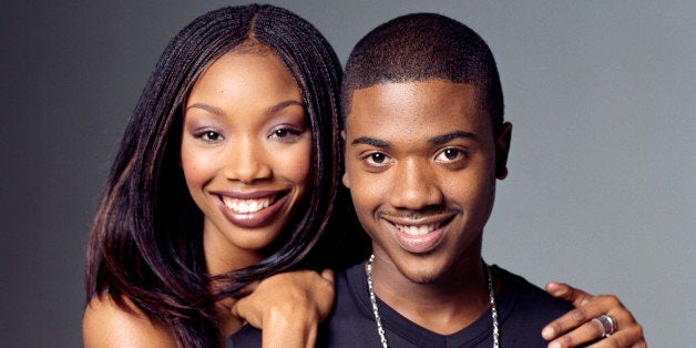 386837 05: Actress Brandy (left) stars as Moesha Mitchell, and her real-life brother Ray J, stars as Dorian in the United Paramount Network''s half-hour comedy 'Moesha.' (Photo by Matthew Rolston/United Paramount Network)