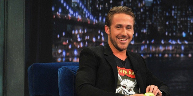 NEW YORK, NY - JULY 20: Ryan Gosling along with his dog George visits 'Late Night With Jimmy Fallon' at Rockefeller Center on July 20, 2011 in New York City. (Photo by Theo Wargo/Getty Images)