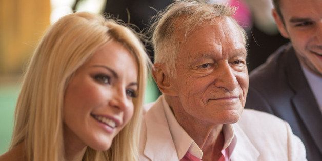 HOLMBY HILLS, CA - MAY 09: Crystal Harris (L) and Hugh Hefner attend Playboy's 2013 Playmate Of The Year luncheon honoring Raquel Pomplun at The Playboy Mansion on May 9, 2013 in Holmby Hills, California. (Photo by Christopher Polk/Getty Images for Playboy)