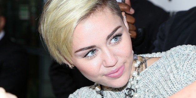 PARIS, FRANCE - SEPTEMBER 09: Singer Miley Cyrus is seen leaving the 'NRJ' radio station on September 9, 2013 in Paris, Fran