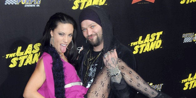 HOLLYWOOD, CA - JANUARY 14: Tv personality Bam Margera and Nicole Boyd arrive for The Los Angeles Premiere of 'The Last Stand' held at Grauman's Chinese Theater on January 14, 2013 in Hollywood, California. (Photo by Albert L. Ortega/WireImage)