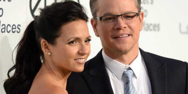 BURBANK, CA - OCTOBER 19: Honoree Matt Damon (R) and wife Luciana Damon arrive at the 23rd Annual Environmental Media Awards presented by Toyota and Lexus at Warner Bros. Studios on October 19, 2013 in Burbank, California. (Photo by Jason Merritt/Getty Images for Environmental Media Association)
