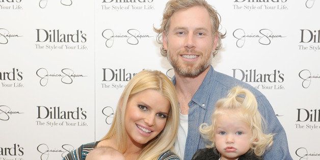 DALLAS, TX - NOVEMBER 23: (EXCLUSIVE COVERAGE) (L-R) Ace Johnson, Jessica Simpson, Eric Johnson and Maxwell Johnson attend a Jessica Simpson Collection event at Dillard's on November 23, 2013 in Dallas, Texas. (Photo by Jamie McCarthy/Getty Images for Jessica Simpson Collection)