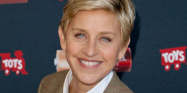 VAN NUYS, CA - NOVEMBER 22: Television personality and comedian Ellen DeGeneres kicks off the Duracell Toys for Tots initiative 'Power A Smile' campaign at the Van Nuys Airport on November 22, 2013 in Van Nuys, California. (Photo by Tibrina Hobson/WireImage)