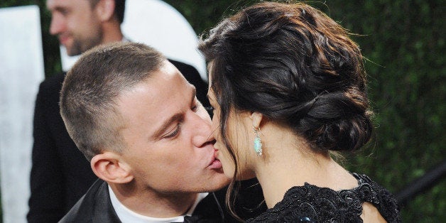 WEST HOLLYWOOD, CA - FEBRUARY 24: Actor Channing Tatum and wife Jenna Dewan arrive at the 2013 Vanity Fair Oscar Party at Su