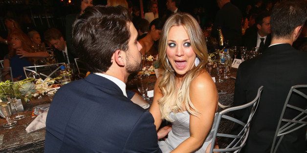 LOS ANGELES, CA - JANUARY 18: Actress Kaley Cuoco and husband Ryan Sweeting attend the 20th Annual Screen Actors Guild Awards at The Shrine Auditorium on January 18, 2014 in Los Angeles, California. (Photo by Christopher Polk/WireImage)