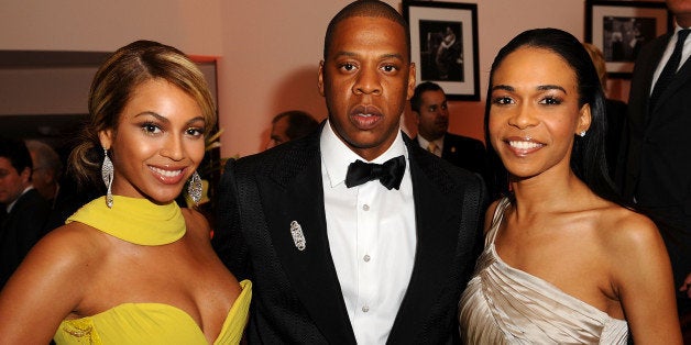 BEVERLY HILLS, CA - FEBRUARY 10: Singer Beyonce, rapper Jay-Z and Michelle Williams during the Sony/BMG Grammy After Party a