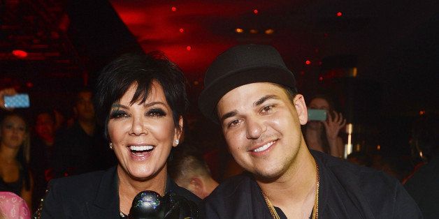 LAS VEGAS, NV - MARCH 15: (EXCLUSIVE COVERAGE) Rob Kardashian (R) celebrates his 26th birthday with his mom Kris Jenner (R) at 1 OAK Nightclub at The Mirage Hotel & Casino on March 15, 2013 in Las Vegas, Nevada. (Photo by Denise Truscello/WireImage)