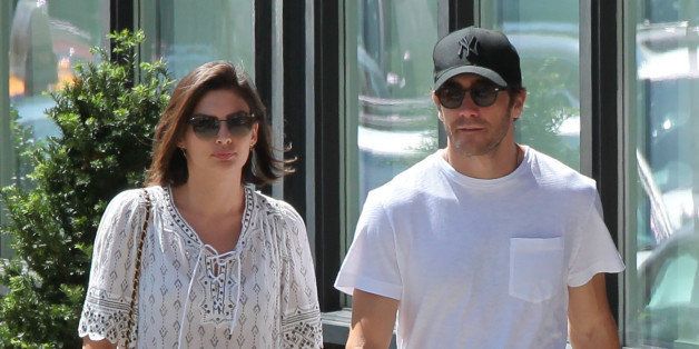 NEW YORK, NY - AUGUST 26: Jake Gyllenhaal (R) and Alyssa Miller are seen on August 26, 2013 in New York City. (Photo by Ignat/Bauer-Griffin/GC Images)