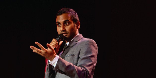 HOLLYWOOD, CA - NOVEMBER 16: Comedian Aziz Ansari speaks onstage during Variety's 4th Annual Power of Comedy presented by Xbox One benefiting the Noreen Fraser Foundation at Avalon on November 16, 2013 in Hollywood, California. (Photo by Michael Kovac/Getty Images for Variety)