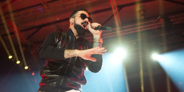BARCELONA, SPAIN - FEBRUARY 20: A.J. McLean of Backstreet Boys performs on stage at Sant Jordi Club on February 20, 2014 in Barcelona, Spain. (Photo by Jordi Vidal/Redferns via Getty Images)