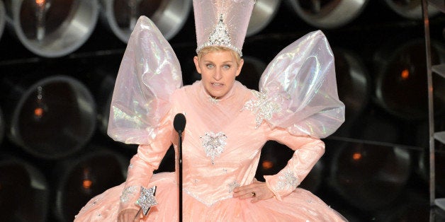 HOLLYWOOD, CA - MARCH 02: Host Ellen DeGeneres speaks onstage during the Oscars at the Dolby Theatre on March 2, 2014 in Hollywood, California. (Photo by Kevin Winter/Getty Images)