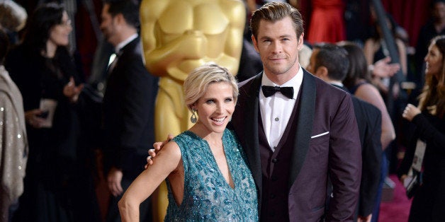 HOLLYWOOD, CA - MARCH 02: Actor Christ Hemsworth (R) and Elsa Pataky attends the Oscars held at Hollywood & Highland Center