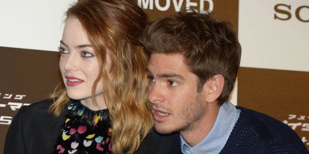 TOKYO, JAPAN - MARCH 31: Actress Emma Stone and actor Andrew Garfield attend 'The Amazing Spider-Man 2: Rise Of Electro' press conference on March 31, 2014 in Tokyo, Japan. (Photo by Jun Sato/WireImage)