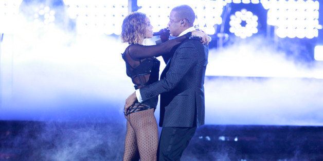 LOS ANGELES - JANUARY 26: Beyonce & Jay-Z perform during THE 56TH ANNUAL GRAMMY AWARDS music industry's premier event takes place Sunday, Jan. 26 (8:00-11:30 PM, live ET/delayed PT) at STAPLES Center in Los Angeles on the CBS Television Network. (Photo by Cliff Lipson/CBS via Getty Images) 
