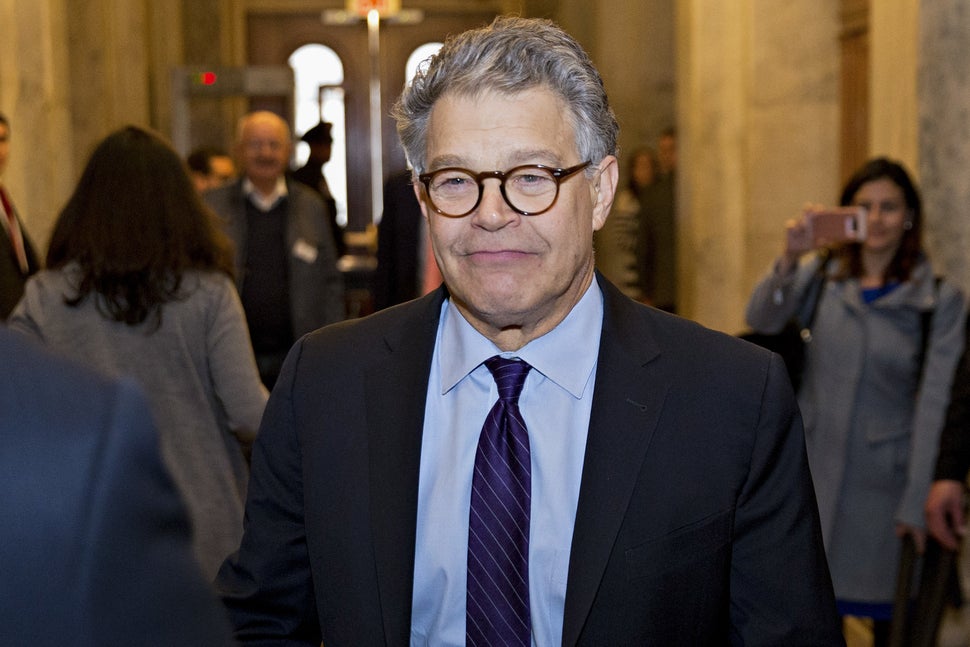 Sen. Al Franken (D-Minn.) walks through the U.S. Capitol shortly before delivering a speech announcing his resignation on Dec
