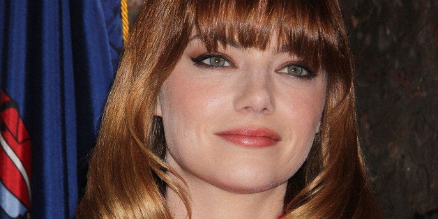 NEW YORK, NY - APRIL 25: Emma Stone visits The Empire State Building on April 25, 2014 in New York City. (Photo by Laura Ca