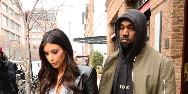 NEW YORK, NY - MARCH 25: Singer Kanye West and Kim Kardashian are seen in Tribeca on March 25, 2014 in New York City. (Photo by Raymond Hall/GC Images)