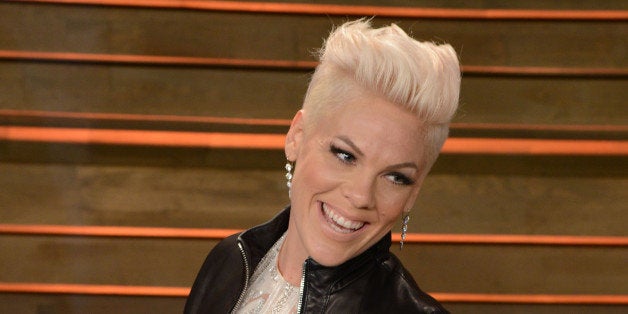 WEST HOLLYWOOD, CA - MARCH 02: Singer Pink (P!nk) arrives at the 2014 Vanity Fair Oscar Party Hosted By Graydon Carter on March 2, 2014 in West Hollywood, California. (Photo by C Flanigan/WireImage)