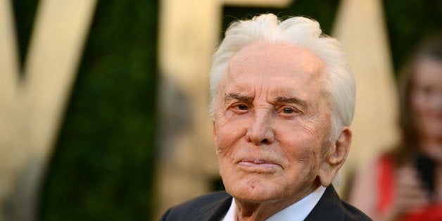 Actor Kirk Douglas arrives at the 2013 Vanity Fair Oscars Viewing and After Party on Sunday, Feb. 24 2013 at the Sunset Plaza Hotel in West Hollywood, Calif. (Photo by Jordan Strauss/Invision/AP)