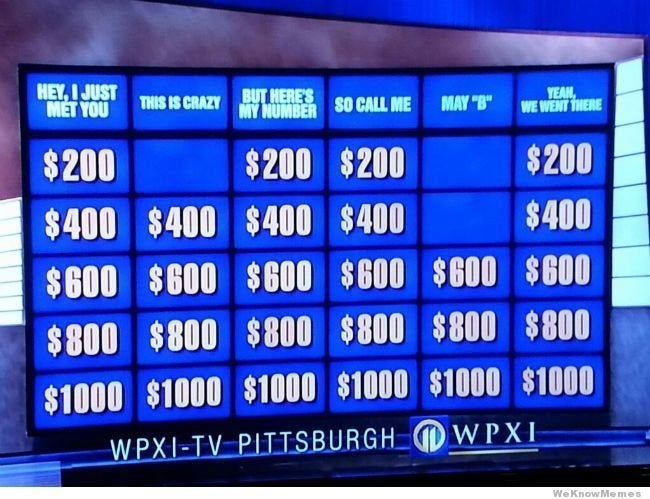 Jeopardy Game Categories Meme Maker