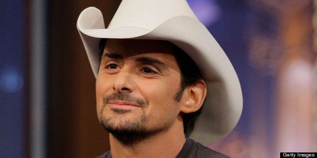 THE TONIGHT SHOW WITH JAY LENO -- Episode 4442 -- Pictured: Musical guest Brad Paisley on April 10, 2013 -- (Photo by: Stacie McChesney/NBC/NBCU Photo Bank via Getty Images)