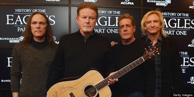 PARK CITY, UT - JANUARY 19: (L-R) Timothy B. Schmit, Don Henley, Glenn Frey and Joe Walsh of The Eagles attend the 'History of the Eagles Part 1' Documentary Announcement during the 2013 Sundance Film Festival on January 19, 2013 in Park City, Utah. (Photo by George Pimentel/Getty Images for The Eagles)