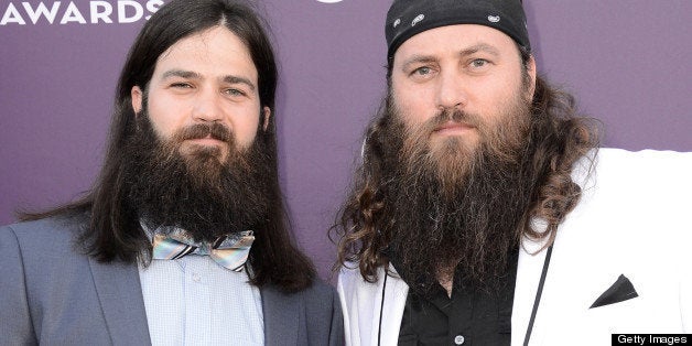 LAS VEGAS, NV - APRIL 07: TV personalities Jep Robertson (L) and Willie Robertson of 'Duck Dynasty' attend the 48th Annual Academy of Country Music Awards at the MGM Grand Garden Arena on April 7, 2013 in Las Vegas, Nevada. (Photo by Frazer Harrison/ACMA2013/Getty Images for ACM)