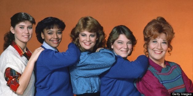 THE FACTS OF LIFE -- Season 5 -- Pictured: (l-r) Nancy McKeon as Joanne 'Jo' Polniaczek, Kim Fields as Dorothy 'Tootie' Ramsey, Lisa Whelchel as Blair Warner, Mindy Cohn as Natalie Green, Charlotte Rae as Edna Garrett -- Photo by: NBC/NBCU Photo Bank