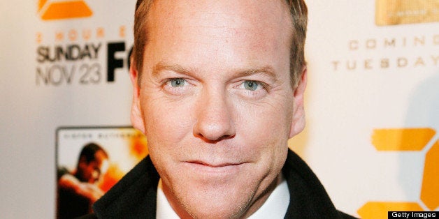 NEW YORK - NOVEMBER 19: Actor Kiefer Sutherland attends a world premiere screening for '24: Redemption' at AMC Theaters - Em