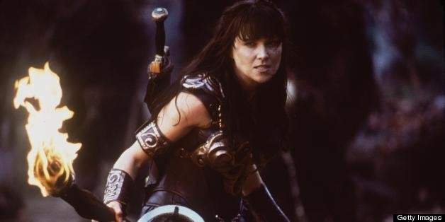 384678 04: Actress Lucy Lawless stars as Xena in Renaissance Pictures and Studio USA''s syndicated television series 'Xena Warrior Princess.' (Photo by Universal International Television)