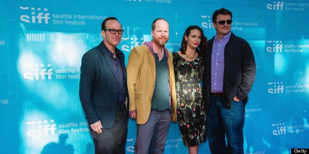 SEATTLE, WA - MAY 16: (L-R) Actor Clark Gregg, Director Joss Whedon, Actress Amy Acker, and Actor Nathan Fillion arrive at the 39th Seattle International Film Festival Opening Night Gala for a screening of 'Much Ado About Nothing' at McCaw Hall on May 16, 2013 in Seattle, Washington. (Photo by Mat Hayward/Getty Images)