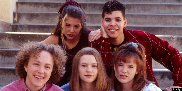 UNITED STATES - AUGUST 25: MY SO-CALLED LIFE - pilot - 8/25/94, Claire Danes (bottom center) played Angela Chase, a 15-year-old who wanted to break out of the mold as a strait-laced teen-ager and straight-A student. Pictured, top row, left: A.J. Langer (Rayanne Graff), Wilson Cruz (Rickie Vasquez); Devon Gummersall (bottom left, Brian Krakow), Sharon Cherski (Devon Odessa)., (Photo by ABC Photo Archives/ABC via Getty Images)