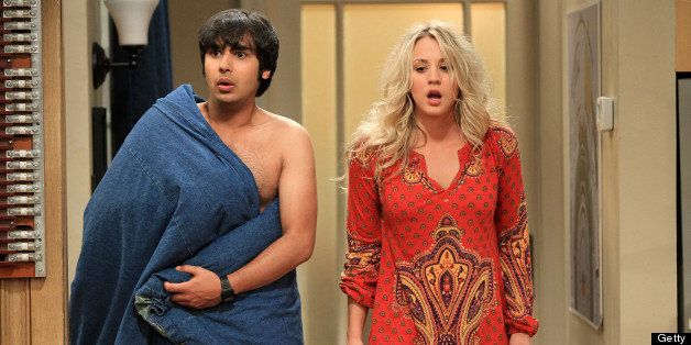 LOS ANGELES - APRIL 13: 'The Roommate Transmogrification' -- When Leonard moves in with Priya, Penny (Kaley Cuoco, right) and Raj (Kunal Nayyar, left) react in a way that even they can't believe, on the fourth season finale of THE BIG BANG THEORY, Thursday, May 19 (8:00-8:31 PM, ET/PT) on the CBS Television Network. (Photo by Matt Kennedy/CBS via Getty Images)