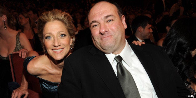 (EXCLUSIVE, Premium Rates Apply) NEW YORK - JUNE 07: *EXCLUSIVE* Edie Falco and James Gandolfini in the audience at the 63rd