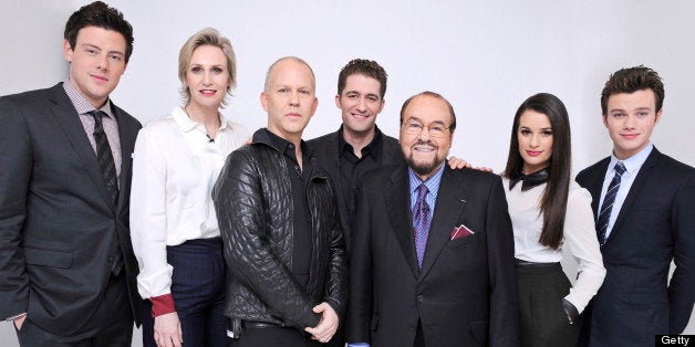 INSIDE THE ACTORS STUDIOS -- 'The Cast of Glee' -- Pictured: (l-r) Cory Monteith, Jane Lynch, creator Ryan Murphy, Matthew Morrison, James Lipton, Lea Michele, Chris Colfer -- (Photo by: Anthony Behar/Bravo/NBCU Photo Bank via Getty Images)