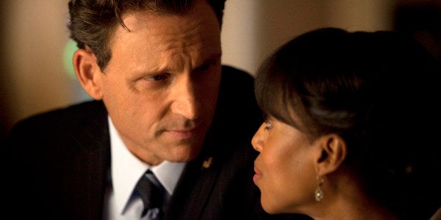 SCANDAL - 'Happy Birthday, Mr. President' - In the wake of a tragedy connected to the White House, Olivia returns as Press Secretary to handle a catastrophic crisis, on 'Scandal,' THURSDAY, DECEMBER 6 (10:02-11:00 p.m., ET) on the ABC Television Network. (Photo by Randy Holmes/ABC via Getty Images) TONY GOLDWYN, KERRY WASHINGTON