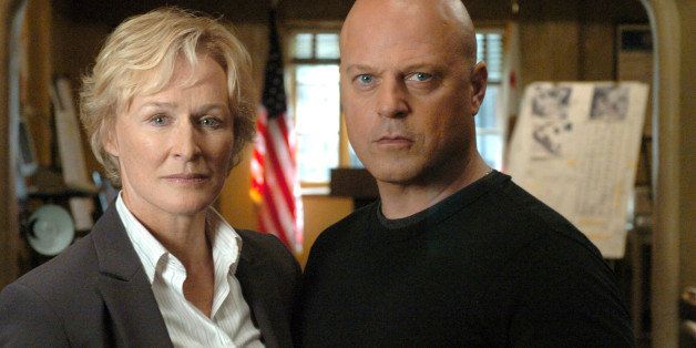 Glenn Close and Michael Chiklis during Glenn Close and Michael Chiklis on Set of FX Series 'The Shield' - March 3, 2005 at FX 'The Shield' Set in Los Angeles, California, United States. (Photo by Bob Riha Jr/WireImage)
