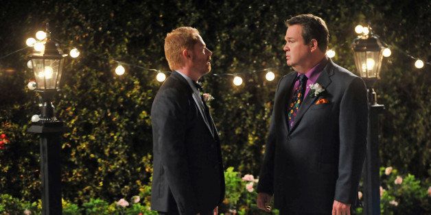 MODERN FAMILY - 'Best Men' - Mitch and Cam's best gal pal, Sal, makes one of her notorious surprise drop-ins, but this time with big news - she's getting married... tomorrow! Cam and Mitch are the best men, but they can't help but question whether this party girl can really settle down, and they consider an intervention. Meanwhile, Gloria has trust issues with their new nanny, Claire has a rare bonding moment with Haley, and Phil helps Luke with a girl he likes, on 'Modern Family,' WEDNESDAY, FEBRUARY 27 (9:00-9:31 p.m., ET), on the ABC Television Network. (Photo by Richard Foreman/ABC via Getty Images) JESSE TYLER FERGUSON, ERIC STONESTREET