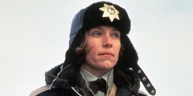 Frances McDormand bundled up in police uniform in a scene from the film 'Fargo', 1996. (Photo by Gramercy Pictures/Getty Images)