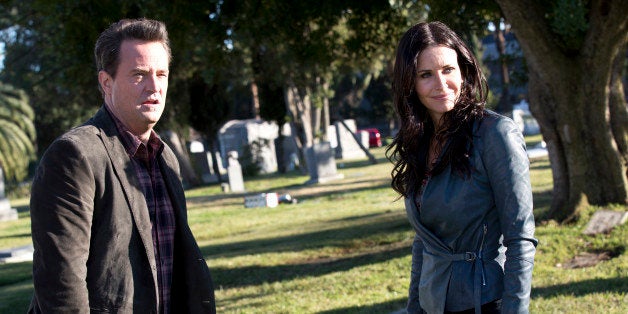 GO ON -- 'Matchup Problems' Episode 120 -- Pictured: (l-r) Matthew Perry as Ryan King, Courteney Cox as Talia -- (Photo by: J