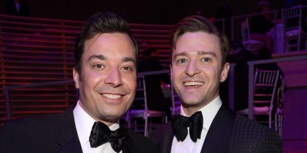 NEW YORK, NY - APRIL 23: Jimmy Fallon and Justin Timberlake attend TIME 100 Gala, TIME'S 100 Most Influential People In The World at Jazz at Lincoln Center on April 23, 2013 in New York City. (Photo by Kevin Mazur/WireImage for TIME)