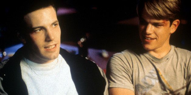 Ben Affleck sitting beside Matt Damon in a scene from the film 'Good Will Hunting', 1997. (Photo by Miramax/Getty Images)