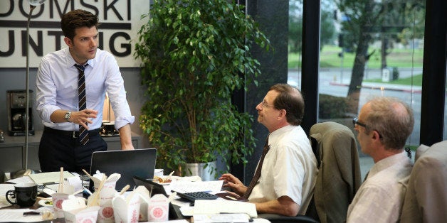 PARKS AND RECREATION -- 'The Cones of Dunshire' Episode 609 -- Pictured: (l-r) Adam Scott as Ben Wyatt, John Balma as Barney, Bob Bancroft as Frank Mann -- (Photo by: Tyler Golden/NBC/NBCU Photo Bank via Getty Images)